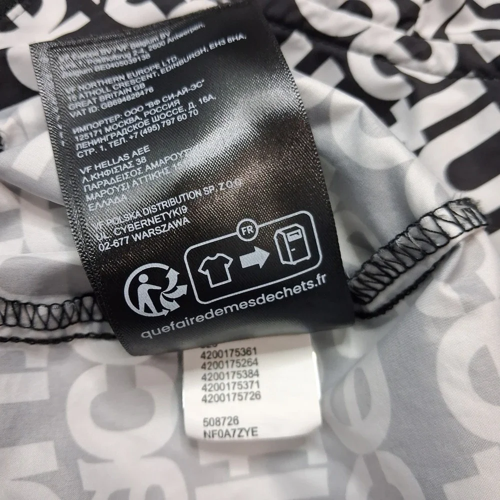 The North Face Mens Windwall Jacket Black White All Over Logo Print Large L